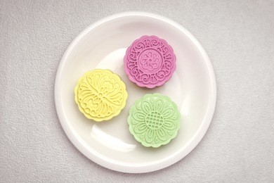 snowy skin mooncakes. traditional chinese mid autumn festival food.