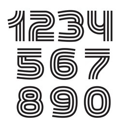 numbers set logos formed by parallel lines. vector design for banner, presentation, web page, card, labels or posters.