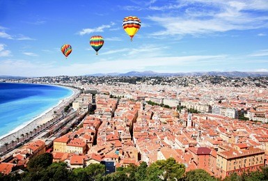 aerial view of the nice old town france