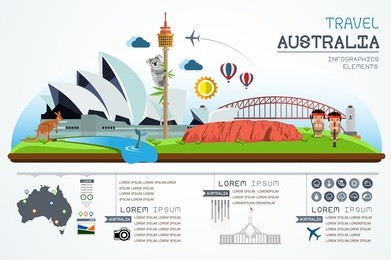info graphics travel and landmark australia template design. concept vector illustration