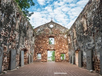 inside the ruin of st paul's church in malacca, malaysia.