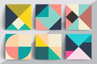 set of geometric design cards. applicable for covers, voucher, posters, flyers and banner designs.