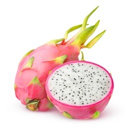 isolated pitahaya fruits. cut pitahaya (dragonfruit) isolated on white background with clipping path