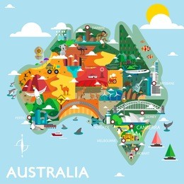 australia discover design vector illustration. great map for traveling.