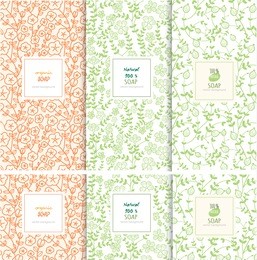 vector set of design elements and icons in trendy linear style for soap package