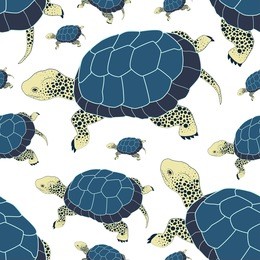 seamless pattern with colorful turtle.colorful vector nautical print.textile texture