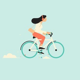 cool vector character design on adult young woman riding bicycles. stylish female hipsters on bicycle, side view, isolated