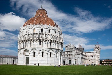 gorgeous piazza dei miracoli square of miracles in pisa, italy