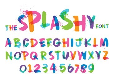 vector of stylized splashy font and alphabet