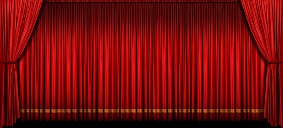 large red stage curtain with light and shadow