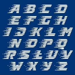 alphabet logos with fast speed lines. vector design for sportswear, banner, card, labels or posters.