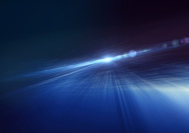 abstract glowing blue lines in perspective