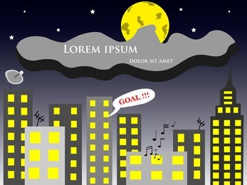 night city and full moon