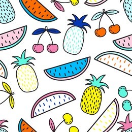 vector seamless pattern of fruits. summer mood