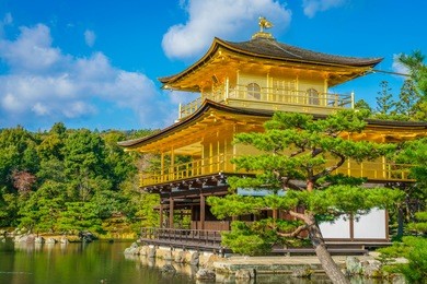 kinkakuji temple " the golden pavilion" in kyoto, japan