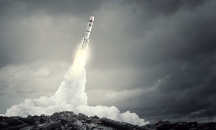 rocket space ship  . mixed media