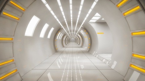 3d render interior. futuristic hallway. interior concept design