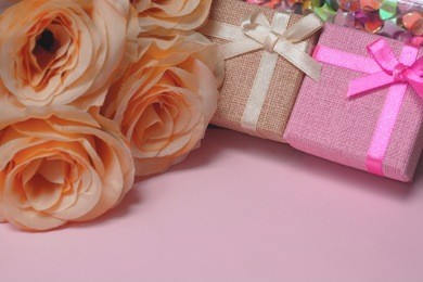 gift boxes color pastel style (copy space)