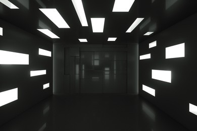abstract empty black interior space. 3d rendering illustration