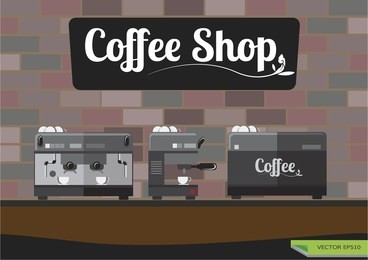 coffee machine vector in 3 view.