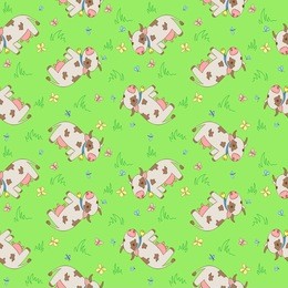 seamless pattern with cute cartoon cows for textile, wallpaper, wrapping paper or scrapbooking.