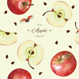 vector apple seamless pattern. background design for tea, juice, natural cosmetics, sweets and candy with apple filling, farmers market, health care products. best for textile,wrapping paper.