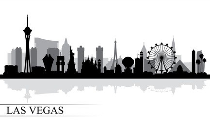 las vegas city skyline silhouette background, vector illustration