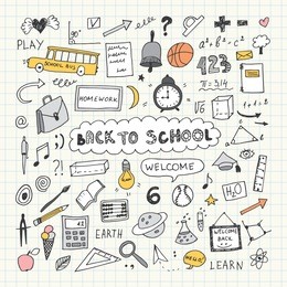 back to school. notebook doodle set. freehand drawing