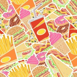 fast food seamless pattern. elements on the theme of the restaurant business.vector illustration.
