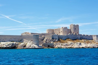 castle chateau d'if, near marseille france. on sunny warm day in provence.