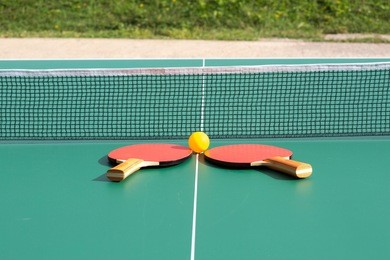 equipment for table tennis - racket, ball, table, net
