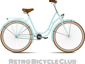 the old blue classic bicycle. detached on a white background.