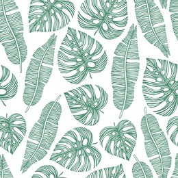 tropical trendy seamless pattern with exotic palm leaves.