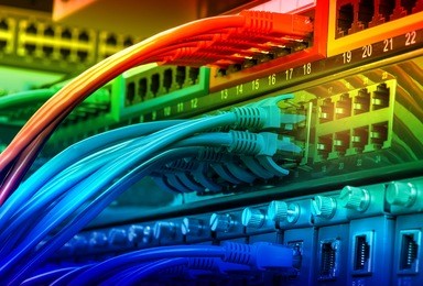 network panel, switch and cable in data center