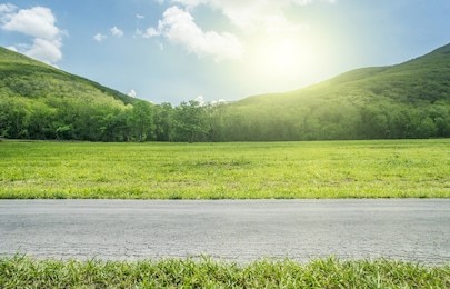 side view on country road whit mountain.