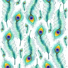 peacock feather seamless pattern. vector illustration