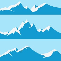 vector snowy mountains set. winter alps