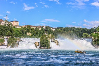 the rhine falls in schaffhausen, switzerland. the rhine falls is the largest waterfall in europe