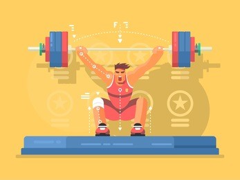weightlifting competitions flat design
