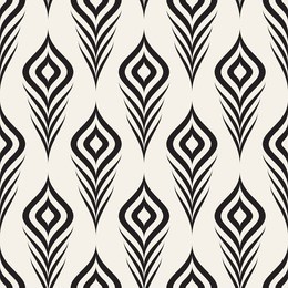 vector seamless pattern with stylized peacock feather. monochrome elegant background