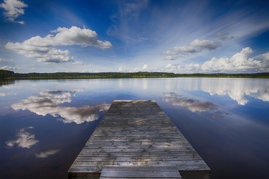 perunkajarvi lake in finland.in the summertime. hdr.wide-angle lens. 