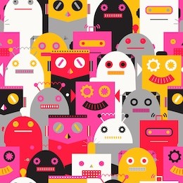 seamless pattern with vintage robots. vector illustration