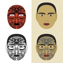 maori. the tattoo on a face. mask. the man's head. aborigine. vector illustration.