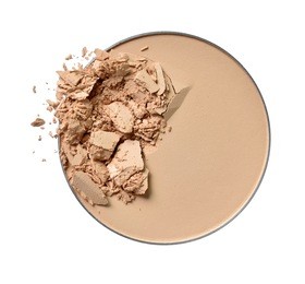 makeup powder  for face crushed on white background