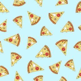 vector seamless pattern with slices of pizza. perfect for for restaurant's menu, pizzeria, food sites and cooking magazines.