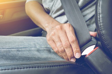 fasten the car seat belt. safety belt safety first