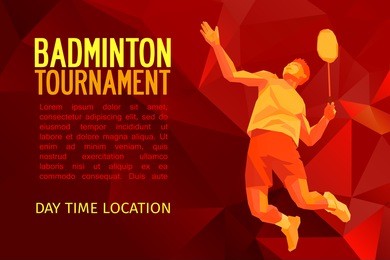 professional badminton player, vector illustration with empty space for poster, banner, web