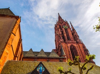 high dynamic range hdr frankfurter dom cathedral in roemerberg frankfurt am main germany