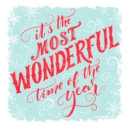 it's the most wonderful time of the year. vintage greeting card with handmade typography and calligraphy. quote about winter season