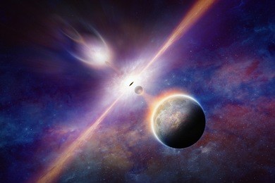 abstract scientific background - supermassive black hole pulls planets and stars because of effects strong gravitational field. elements of this image furnished by nasa